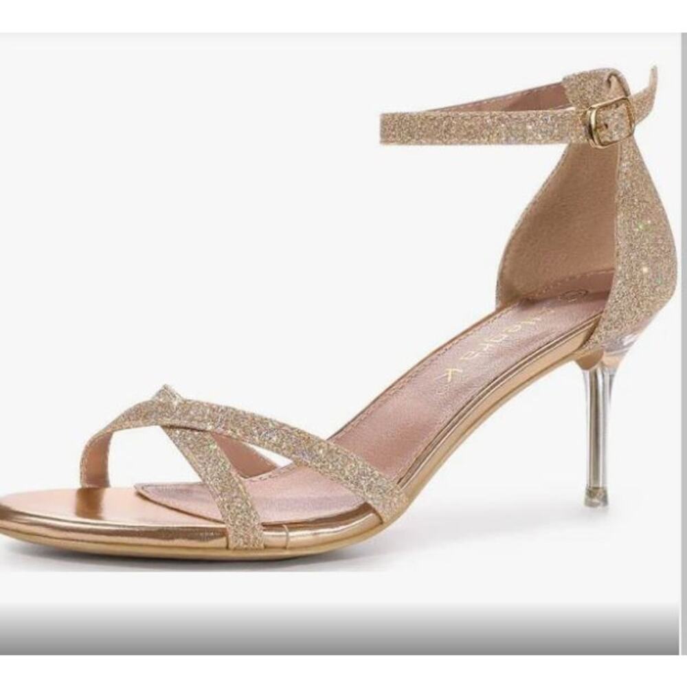 Sparkling Gold Ankle Strap Heels